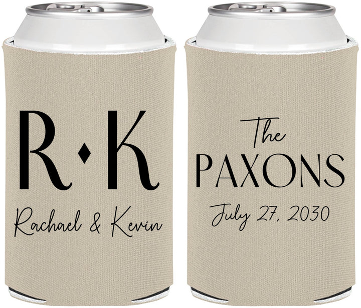 Personalized Wedding Can Coolers - Two Letter Monogram | 802