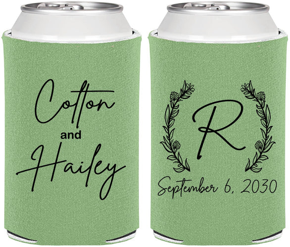 Personalized Wedding Can Coolers - Monogram | 803