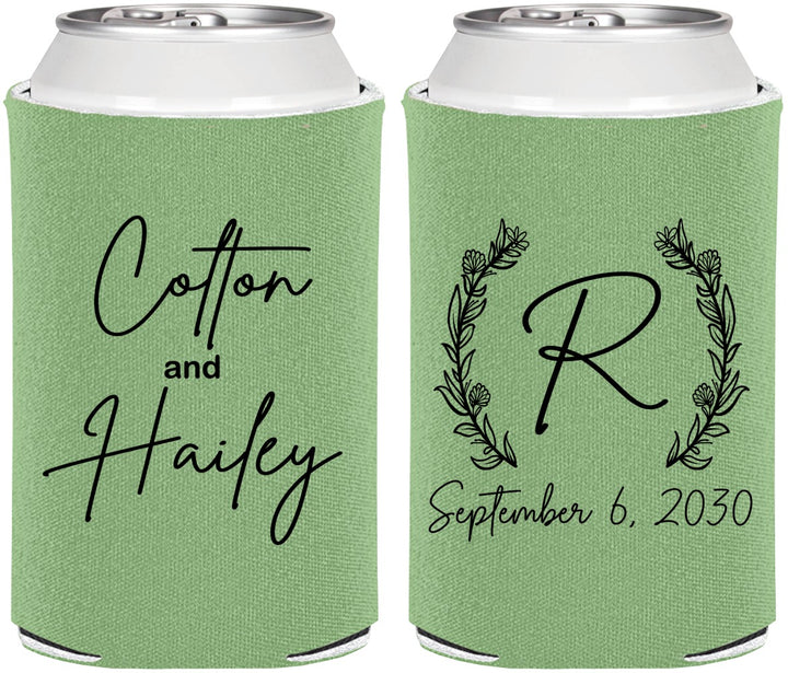 Personalized Wedding Can Coolers - Monogram | 803