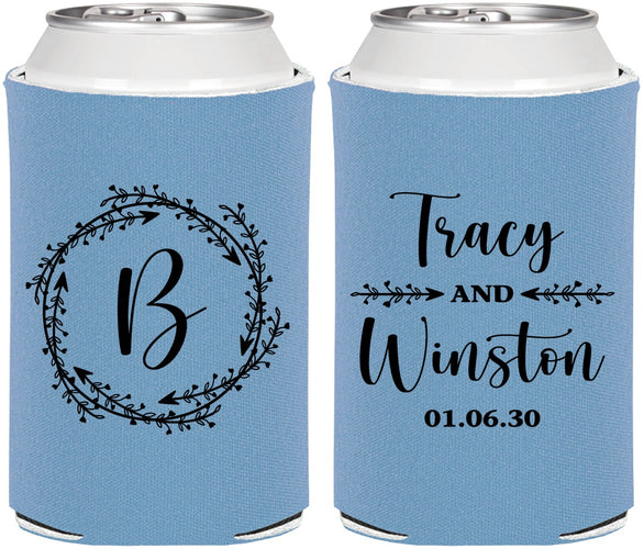 Personalized Wedding Can Coolers - Monogram | 804