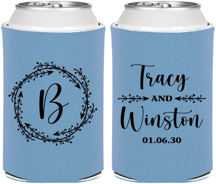 Personalized Wedding Can Coolers - Monogram | 804