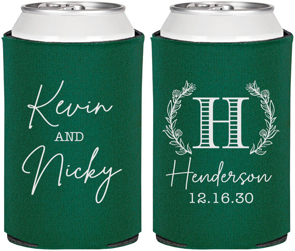 Personalized Wedding Can Coolers - Monogram | 805