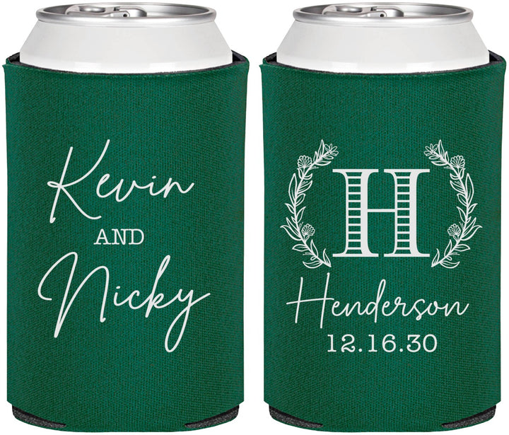 Personalized Wedding Can Coolers - Monogram | 805