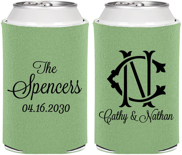 Personalized Wedding Can Coolers - Two Letter Monogram | 808