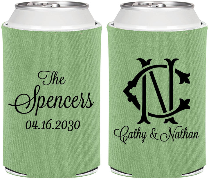 Personalized Wedding Can Coolers - Two Letter Monogram | 808