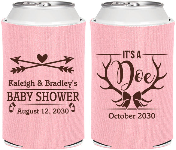 Personalized Baby Shower Can Coolers - It’s A Doe Antler | 90001