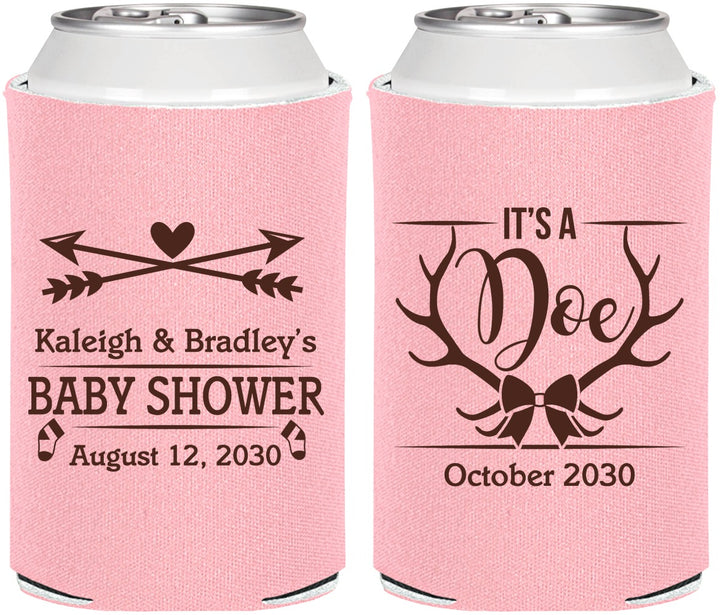 Personalized Baby Shower Can Coolers - It’s A Doe Antler | 90001