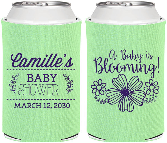 Personalized Baby Shower Can Coolers - Blooming | 90009