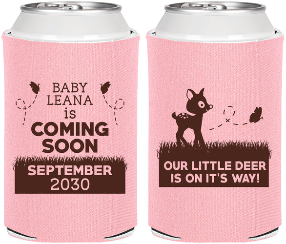Personalized Baby Shower Can Coolers - Little Deer On The Way | 90011