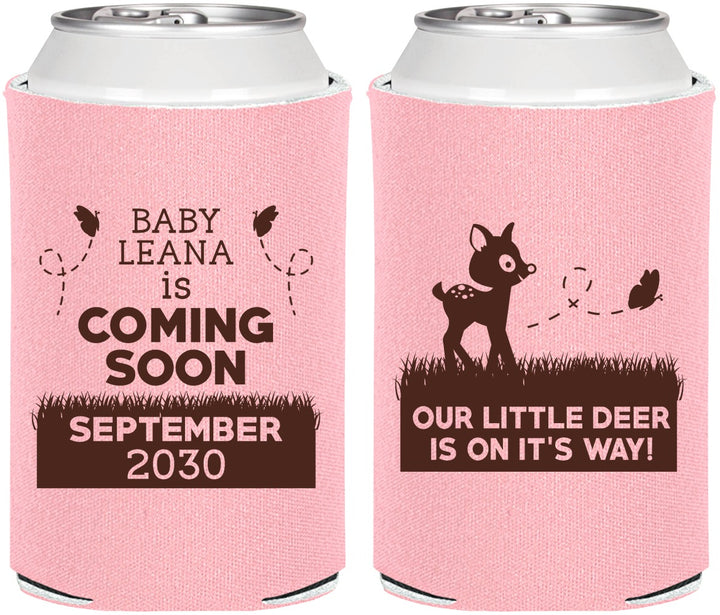 Personalized Baby Shower Can Coolers - Little Deer On The Way | 90011