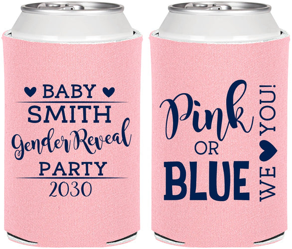 Personalized Baby Shower Can Coolers - Gender Reveal Pink Or Blue | 90012