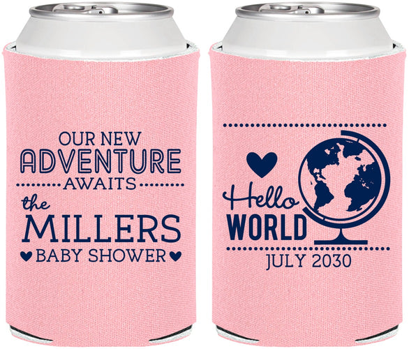 Personalized Baby Shower Can Coolers - Hello World | 90013