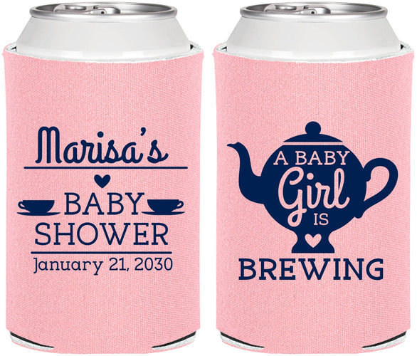 Personalized Baby Shower Can Coolers - Baby Girl Is Brewing | 90034