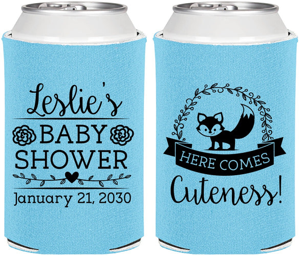 Personalized Baby Shower Can Coolers - Fox Cuteness | 90036