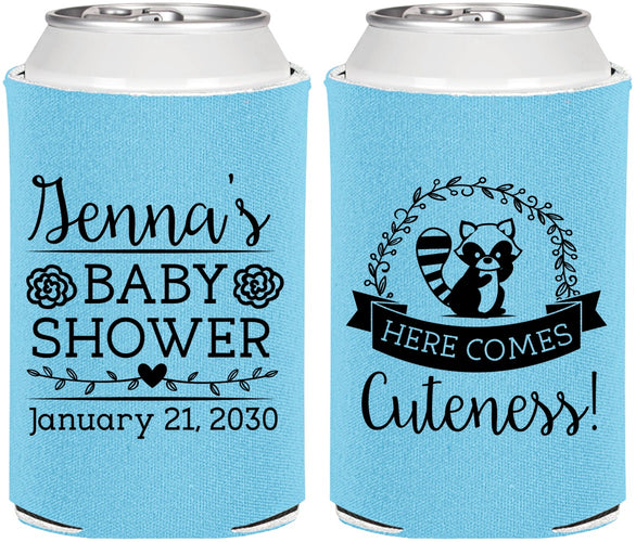 Personalized Baby Shower Can Coolers - Racoon Cuteness | 90037