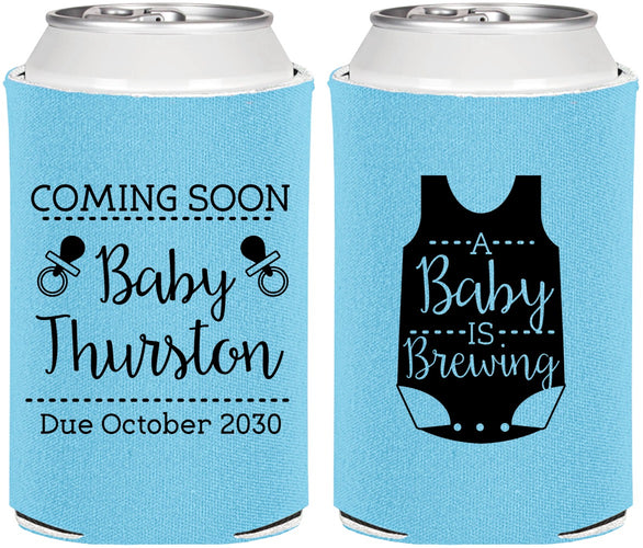 Personalized Baby Shower Can Coolers - Baby Is Brewing | 90039