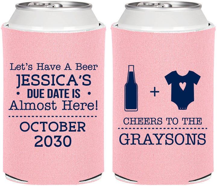 Personalized Baby Shower Can Coolers - Due Date Almost Here | 90052