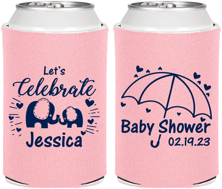 Personalized Baby Shower Can Coolers - Elephant Lets Celebrate | 90058