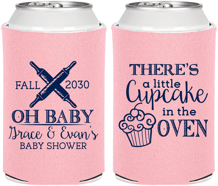 Personalized Baby Shower Can Coolers - Cupcake In The Oven | 90059