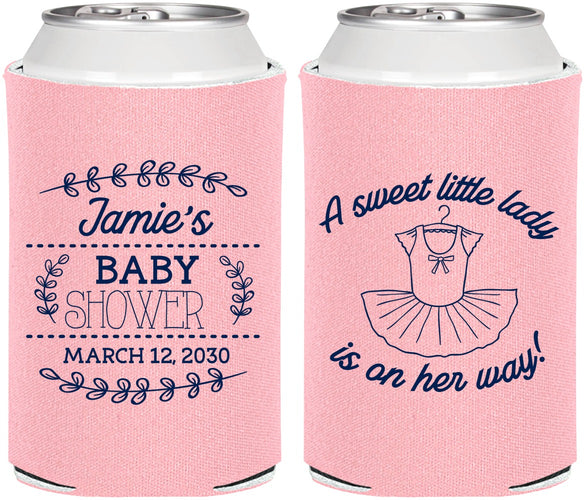 Personalized Baby Shower Can Coolers - Sweet Little Lady | 90061