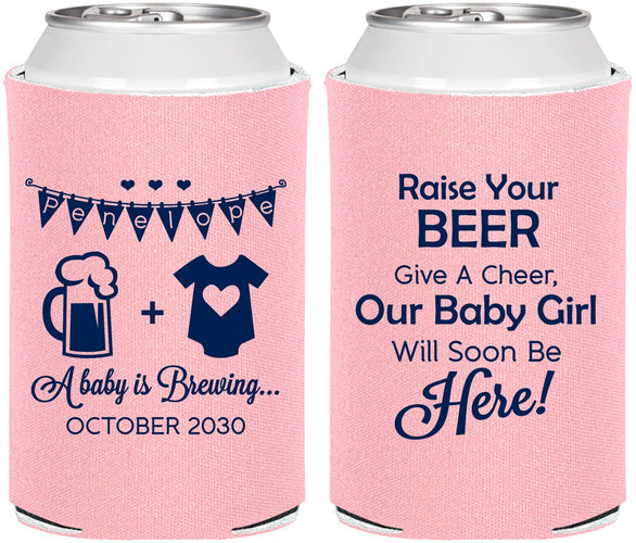 Personalized Baby Shower Can Coolers - Raise Your Beer | 90065