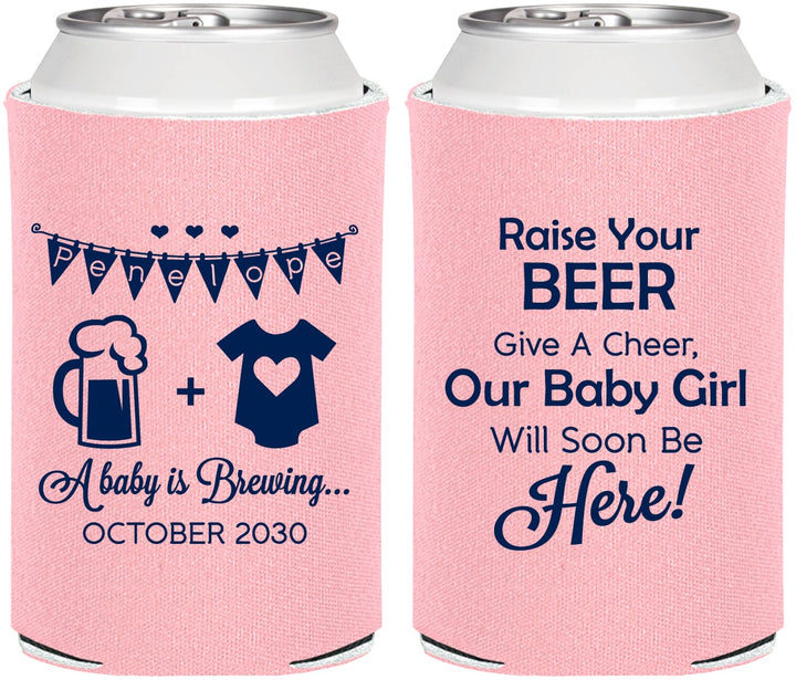Personalized Baby Shower Can Coolers - Raise Your Beer | 90065