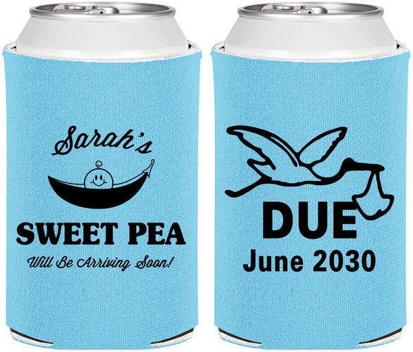 Personalized Baby Shower Can Coolers - Sweat Pea Stork | 90084