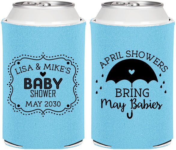 Personalized Baby Shower Can Coolers - April Showers May Babies | 90096