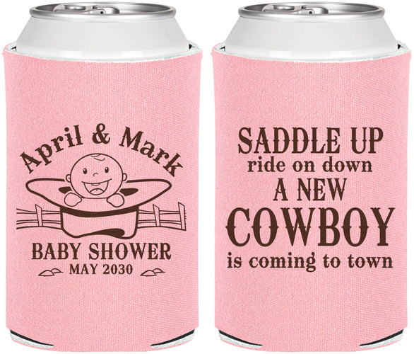 Personalized Baby Shower Can Coolers - New Cowboy | 90104