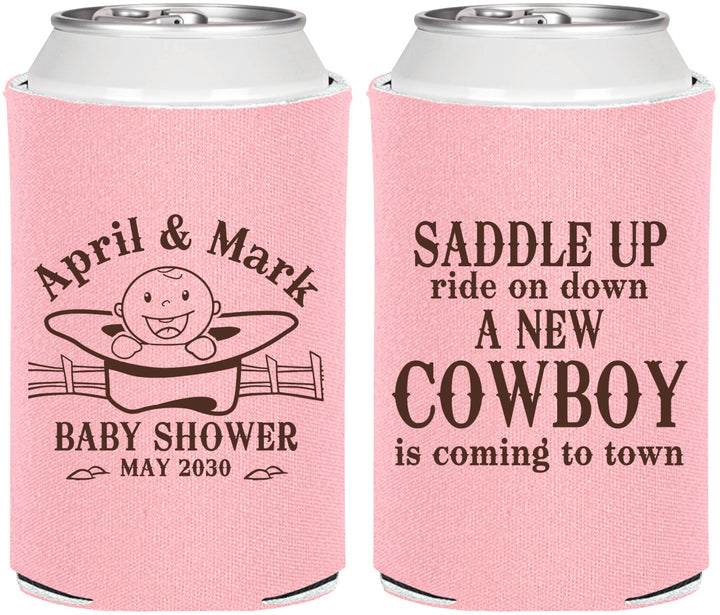 Personalized Baby Shower Can Coolers - New Cowboy | 90104