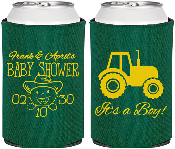 Personalized Baby Shower Can Coolers - Tractor | 90109