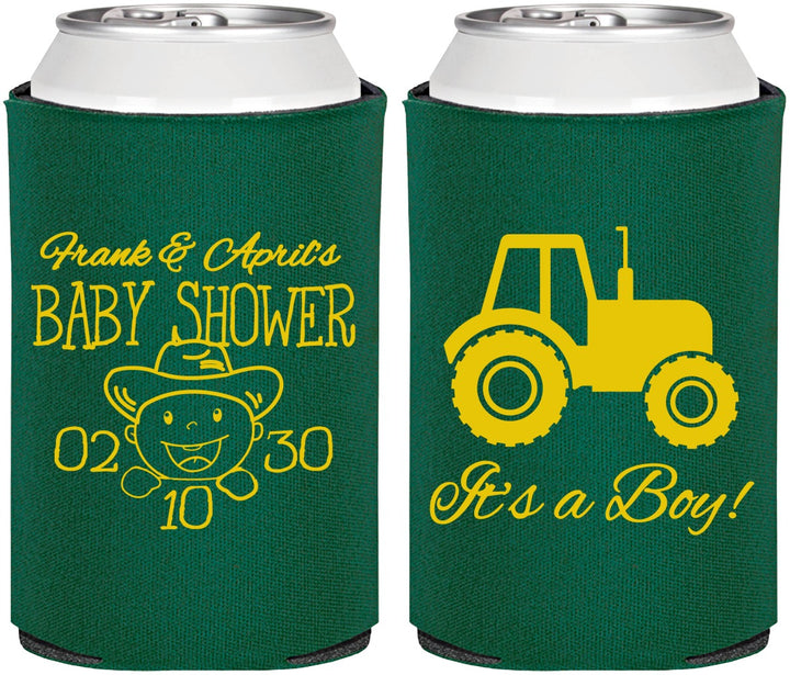 Personalized Baby Shower Can Coolers - Tractor | 90109