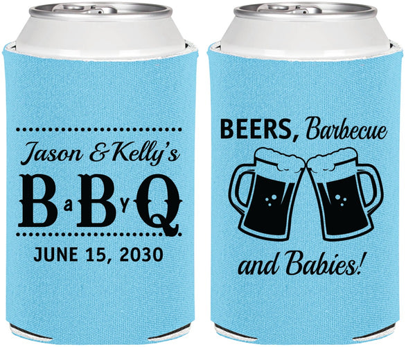 Personalized Baby Shower Can Coolers - Beers Bbq Babies | 90111