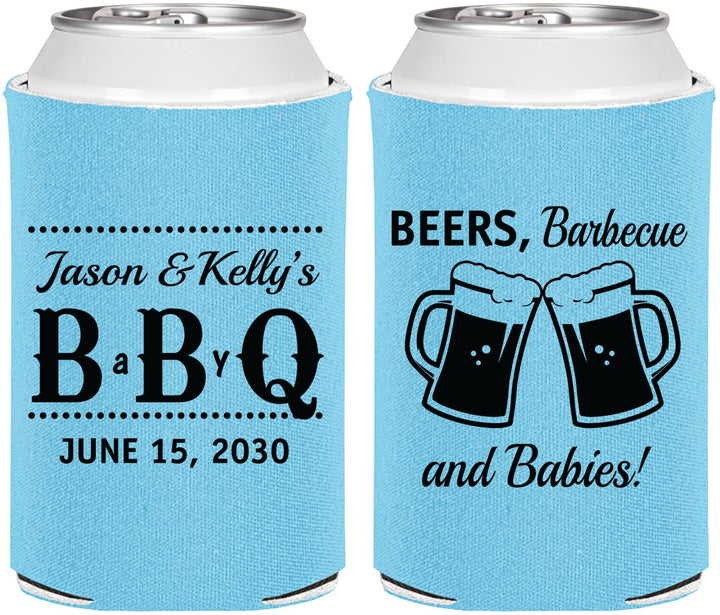 Personalized Baby Shower Can Coolers - Beers Bbq Babies | 90111