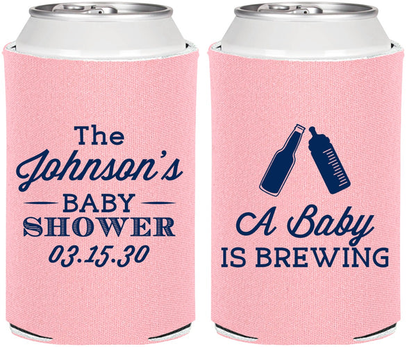 Personalized Baby Shower Can Coolers - Baby Is Brewing | 90116