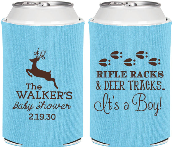 Personalized Baby Shower Can Coolers - Rifle Racks Deer Tracks | 90128