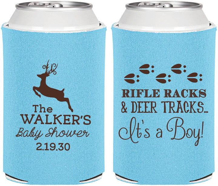 Personalized Baby Shower Can Coolers - Rifle Racks Deer Tracks | 90128