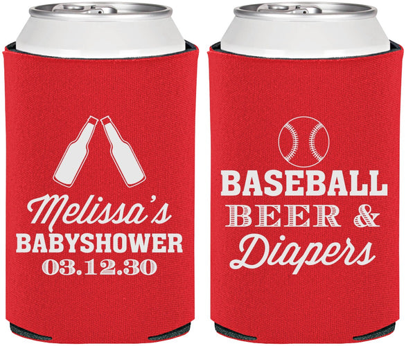 Personalized Baby Shower Can Coolers - Baseball Beer Diapers | 90132