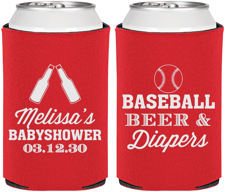 Personalized Baby Shower Can Coolers - Baseball Beer Diapers | 90132