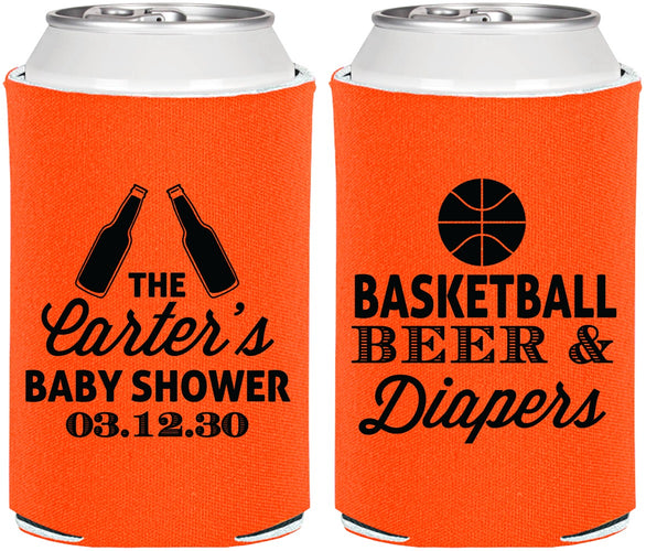 Personalized Baby Shower Can Coolers - Basketball Beer Diapers | 90133