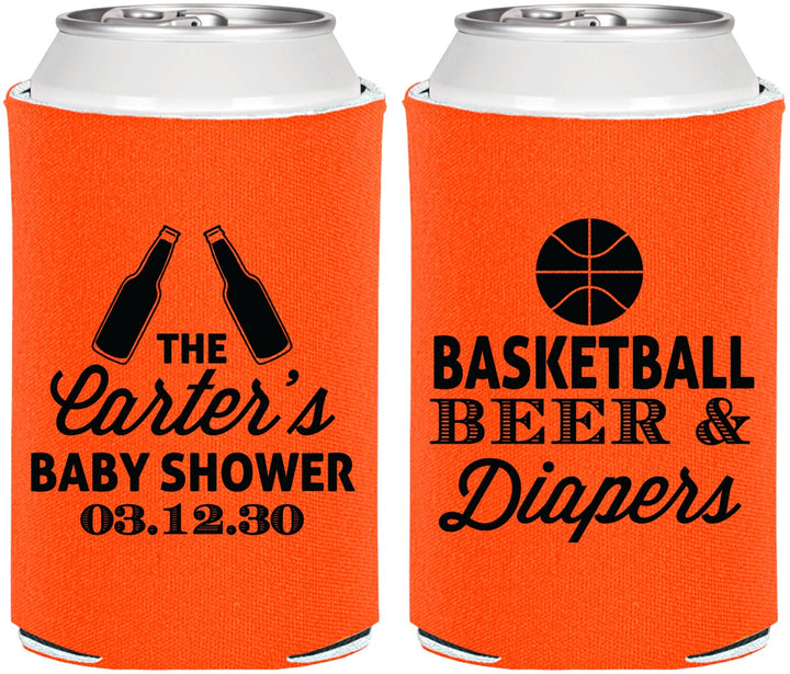 Personalized Baby Shower Can Coolers - Basketball Beer Diapers | 90133