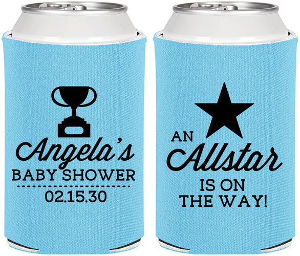 Personalized Baby Shower Can Coolers - Allstar On The Way | 90140