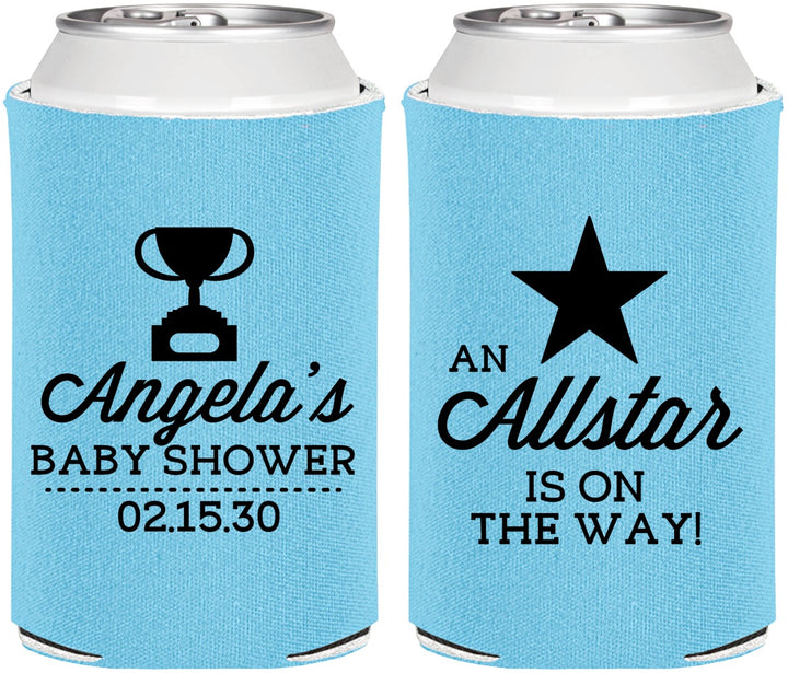 Personalized Baby Shower Can Coolers - Allstar On The Way | 90140