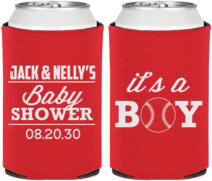 Personalized Baby Shower Can Coolers - Baseball Its A Boy | 90143