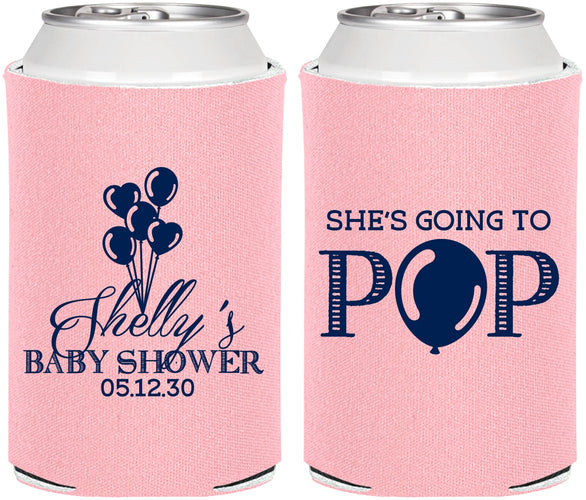 Personalized Baby Shower Can Coolers - Shes Going To Pop | 90157