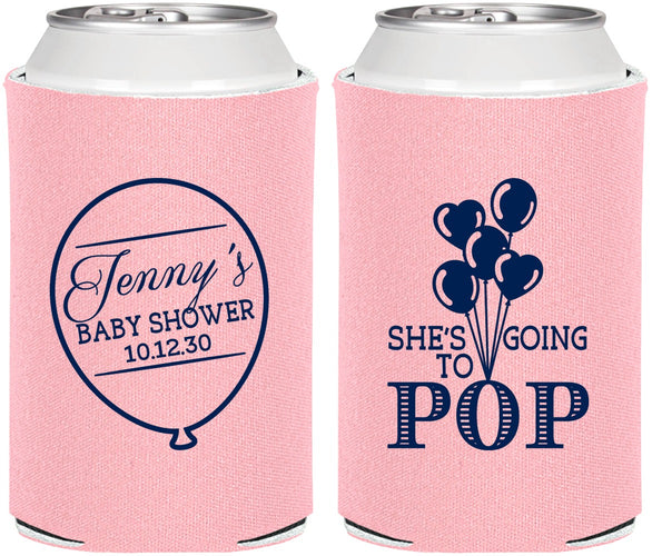 Personalized Baby Shower Can Coolers - Shes Going To Pop | 90160
