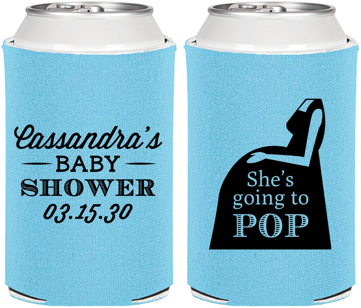 Personalized Baby Shower Can Coolers - Shes Going To Pop | 90161