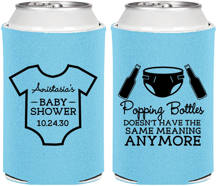 Personalized Baby Shower Can Coolers - Popping Bottles | 90169