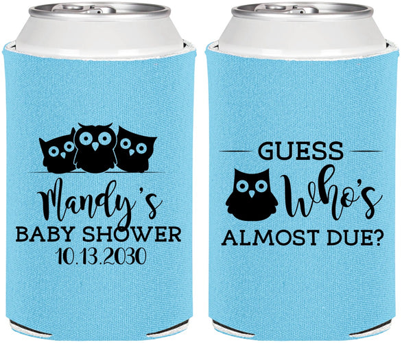 Personalized Baby Shower Can Coolers - Owl Whos Almost Due | 90170