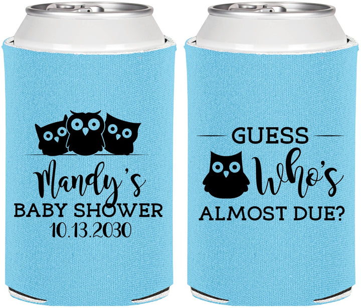 Personalized Baby Shower Can Coolers - Owl Whos Almost Due | 90170